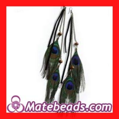 Cheap Long Beaded Peacock Feather Chain Earrings Target