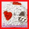 Pandora Style Sterling Silver Crystal Red Heart Beads For Bracelets