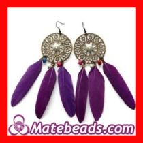 Handmade Clip On Rooster Feather Earrings Jewelry For Women Wholesale