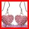 Cheap Fashion Dangling Pave Pink Crystal Heart Shaped Earrings Wholesale