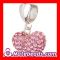 Cheap Pink Pandora Sterling Silver Dangle Charms Crystal Heart Beads Wholesale