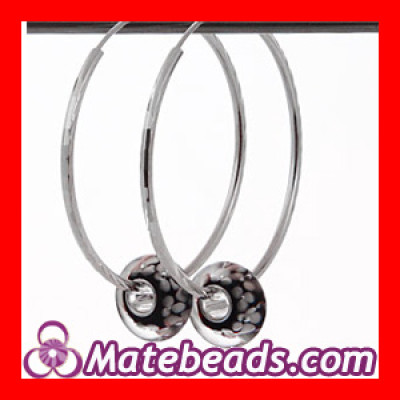 Cheap Fashion Silver DIY Beaded Hoop Earrings Wholesale