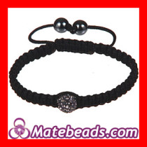 New Fashion Handmade All Black Shamballa Macrame Bracelets With Beads Wholesale