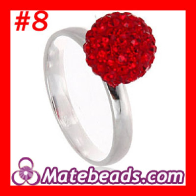 Cheap Red  Sterling Silver Shamballa Rings Wholesale For Her