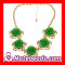 Designer Fashion Cheap Pretty Green Flower Bib Necklace Jewelry Wholesale