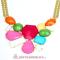 Fashoin Gld Plated Chunky Chain Colorful Statement Necklace Cheap Wholesale