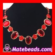 Red Resin Crystal Rose Flower Bubble Choker Bib Necklace