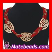 Wholesale Ladies Gold Chain  Braided Leather Collar Necklace
