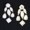 Fashion Gold Plated White Resin Chandelier Earrings Wholesale