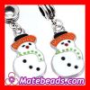 Platinum Plated Enamel European Snowman Dangle Charms Wholesale