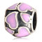 Wholesale Sterling Silver European Pink Enamel Heart Beads