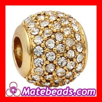 24K Gold Plated Clear Pave Lights Beads With Clear Crystal Charm
