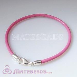 26cm pink slippy leather bracelet in stering silver lobster clasp