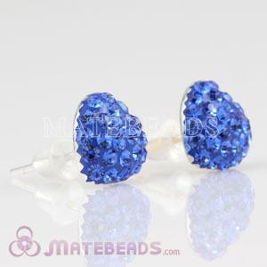 925 Sterling Silver Swarovski Crystal Heart Stud Earrings