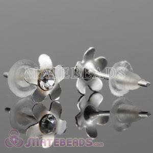925 Sterling Silver Flower with CZ Stud Earrings