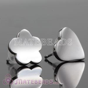 [925 Sterling Silver Heart and Flower Stud Earrings] 	925 Sterling Silver Heart and Flower Stud Earrings 