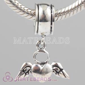 Sterling Silver Flying Heart Dangle Charms fit Pandora Troll Jewelry