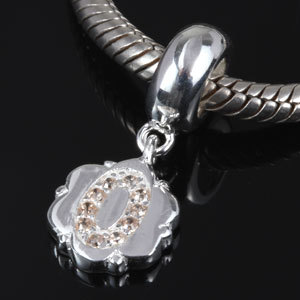 Pandora Number 0 Charm Beads with CZ Stone