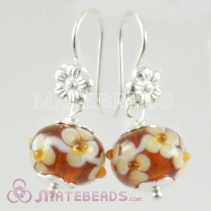 sterling silver pandora style bead glass earrings