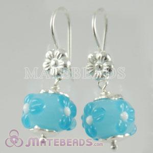 sterling silver pandora glass bead earrings
