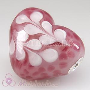 large glass heart beads
