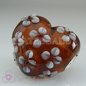 pandora style large glass heart beads