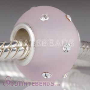 Kera Silver Frosted Glass Bead with Swarovski Crystal Accents