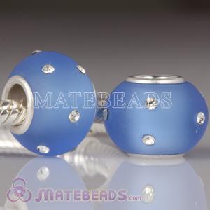 Kera Silver blue Glass Bead with Swarovski Crystal Accents