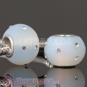 Kera Silver blue Glass Bead with Swarovski Crystal Accents