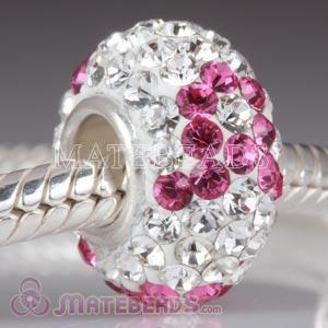Swarovski pink silk ribbon charm beads