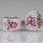 new design pandora swarovski crystal pink silk bead charms
