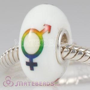 Murano Glass Painted Male and Female Symbol Bead