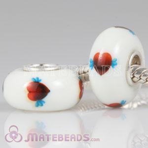 Murano Glass Painted Heart with Wing Bead 