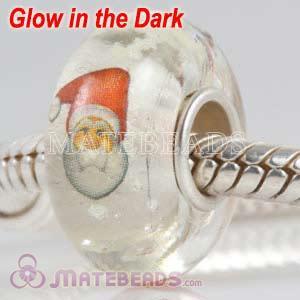 Murano Glass Printed Santa Claus Fluorescent Bead fit Pandora Chamilia Bracelets