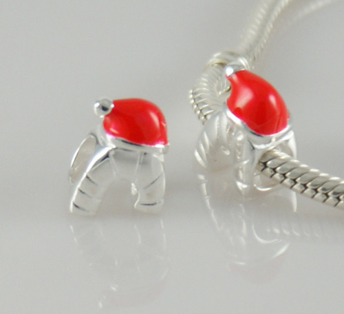 silver christmas stick charm with red santa cap