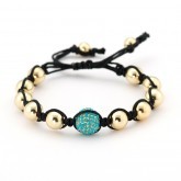 Shamballa Inspired Bead Bracelet Gold and Turquoise