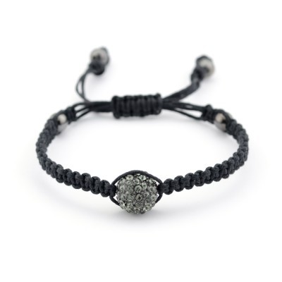 Shamballa Inspired Black Crystal and Macrame Bracelet