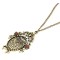 Vintage Style Bronze Flower Rhinestone Owl Circle Pendant Necklace N-2532