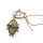 Vintage Style Bronze Flower Rhinestone Owl Circle Pendant Necklace N-2532
