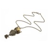 Vintage Style Black Eye Owl Pendant Necklace N-2526