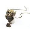 Vintage Style Black Eye Owl Pendant Necklace N-2526