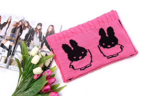C-0082  Fashion 10 Colors wool knitting Hemp flowers pattern Lovely rabbit scarf