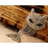 silver plated  clear rhinestone cat head pin brooch pendant Necklace S-0063-N  S-0063-B