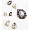 Pair Gold Plated White Beads Rhinestone Drop Ear Stud Earring E-0511