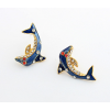 New Coming Gold Plated Rhinestone Dark blue Glazed  dolphin Necklace Earring Set
