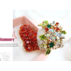 Colorful Red Rhinestone Christmas stocking Gift Pin Brooch P-0090