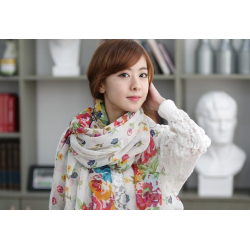 New Style 4 Colors voile various flowers Scarf C-0002