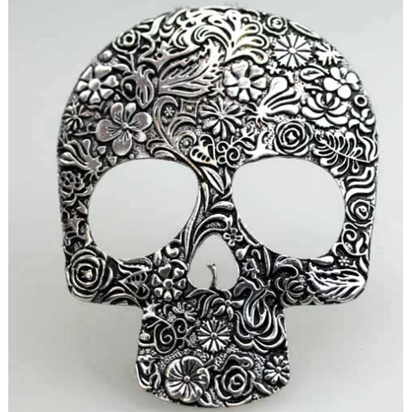 Vintage Style bronze/Silver Alloy Engraving Skull pendant Necklace N-2836