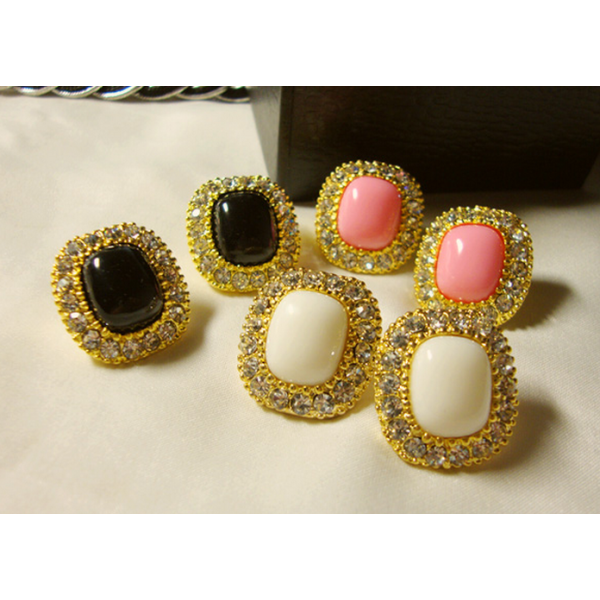 Wholesale 4 Pair 4 Colors Gold Plated rhinestone Gem Earring E-2080