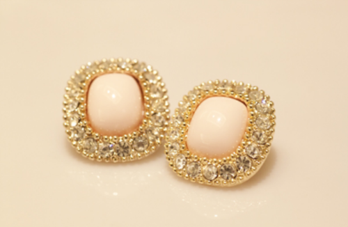 Wholesale 4 Pair 4 Colors Gold Plated rhinestone Gem Earring E-2080